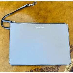 Calvin Klein Gray Faux Leather Large Wristlet Wallet NEW